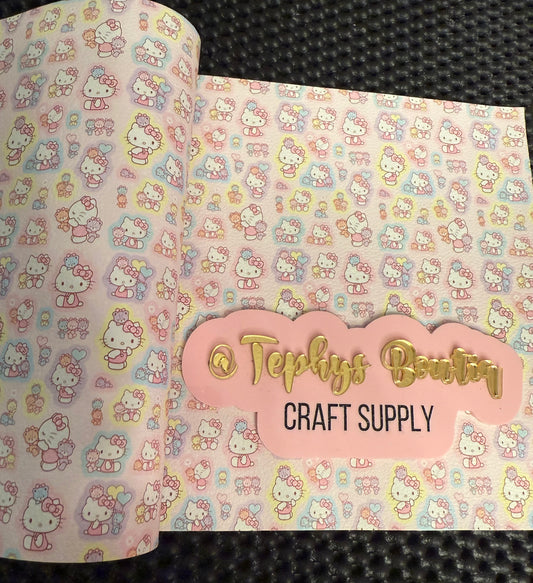 Litchi Leather Kitty Rosa claro