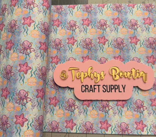 Litchi Leather pulpo, conchas & estrellas Mar