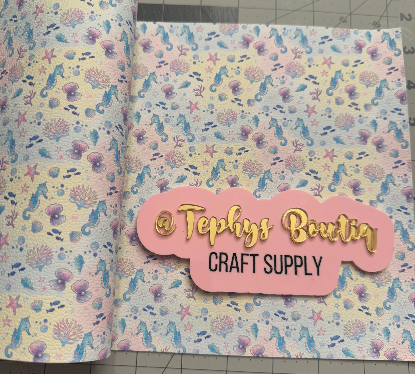 Litchi Leather caballito, conchas & estrellas Mar