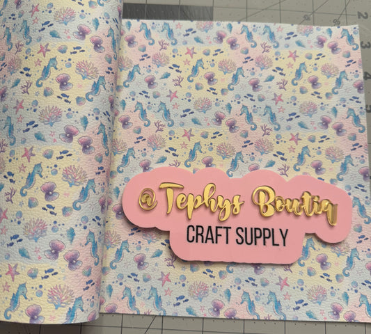 Litchi Leather caballito, conchas & estrellas Mar