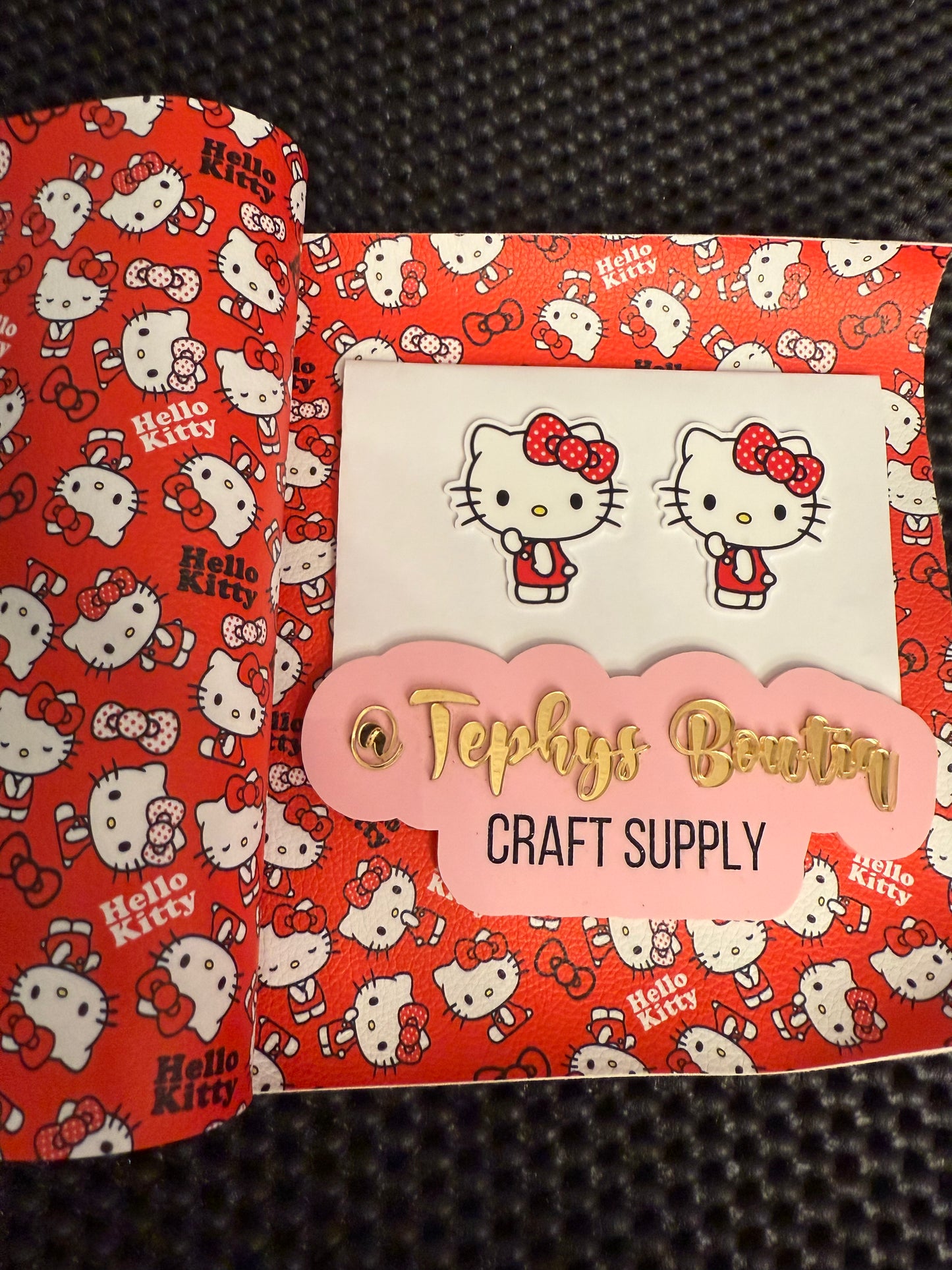 Litchi Leather Kitty Rojo